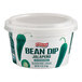 A white Furmano's container of jalapeno refried bean dip with a lid.