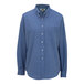 A women's French blue Edwards Oxford dress shirt with long sleeves and soil release.