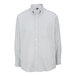 A close-up of an Edwards men's grey stripe long sleeve dress shirt with a button down collar.