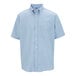 A blue Edwards men's short sleeve Oxford dress shirt.