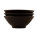 A stack of three Elite Global Solutions Pebble Creek aubergine bowls.