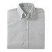 A folded Edwards women's gray stripe short sleeve dress shirt with a pocket.