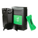 A green polyethylene rectangular compost bin with a black canopy top.