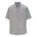 A close-up of a grey Edwards short sleeve button up dress shirt.