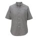 A women's Edwards grey short sleeve Oxford dress shirt with buttoned collar.