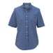 A Edwards women's French blue short sleeve shirt on a mannequin with buttons.