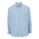 A blue Edwards Oxford dress shirt with long sleeves.