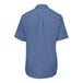 A back view of a French blue Edwards Oxford dress shirt with short sleeves.