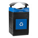A blue and black Commercial Zone Avante recycling bin with canopy top.