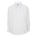 A close up of a white Edwards men's long sleeve dress shirt with a buttoned collar and pocket.