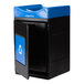 A black and blue Commercial Zone Avante multi-stream recycling bin with a blue lid.