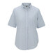 A blue and white striped Edwards women's button-up shirt.