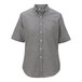 A grey short sleeve Edwards oxford dress shirt for women with a buttoned collar.