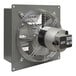 A close-up of a Canarm 10'' metal wall exhaust fan.