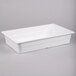 A case of three white rectangular melamine food pans.