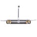A metal plate with two brass screws for an Equip by T&S deck-mounted faucet.