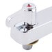 A chrome Equip by T&S deck-mounted faucet with lever handles.