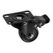 A black Galaxy swivel caster wheel with a metal plate.