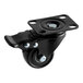 A black Galaxy swivel caster with a black plastic wheel.