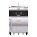 A large silver and black Giles electric kettle fryer with a stainless steel cabinet.