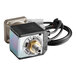 A close-up of an Estella Caffe solenoid valve with a black and silver metal piece and a wire attached.