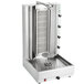 A stainless steel Visvardis gas gyro machine with a round shelf grid.
