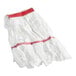 A white microfiber wet mop head with a 1-inch red headband.