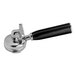 A black and chrome metal Estella Caffe filter holder with a silver and black handle.