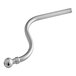 A silver curved stainless steel pipe with a handle on it.