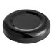 A black round metal lid with plastisol liner.