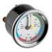 A close-up of an Estella Caffe pressure gauge with red, yellow, blue, and green dials.