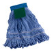 A blue microfiber looped end wet mop head with a 5-inch blue headband.