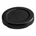 A black round metal lid with a white plastisol liner.