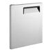 A white rectangular door with a black handle.