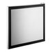A white rectangular door with black trim on the edges.