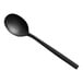 A black Libbey Elexa stainless steel teaspoon with a long handle.