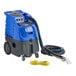 A blue and grey Lavex carpet extractor with hoses.