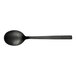 A black stainless steel bouillon spoon with a long handle.