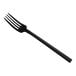 A Libbey Elexa Satin Noir dinner fork with a black handle on a white background.