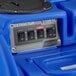 A blue and black Lavex carpet extractor with black switches.