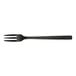 A black Libbey Elexa cocktail fork with a white background.