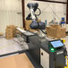 A RG Group QueBot robotic palletizer working in a warehouse.