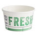 An Innopak white poly-coated paper bowl with green text reading "To Go Fresh"