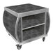 An Eastern Tabletop charcoal laminate and stainless steel serving cart with wheels.