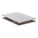 An Eastern Tabletop rectangular marble laminate drop-in tile with a silver edge on a white table.
