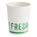 A white Innopak paper food cup with green text that says "To Go Fresh"