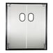 An Aleco Fieldstone Gray double traffic door with oval windows.