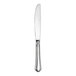 A WNK Leopardi stainless steel dessert knife with a silver handle on a white background.