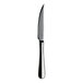 A silver WNK steak knife with a black blade.