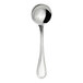 A WNK Pearl stainless steel round bowl soup spoon with a long handle.